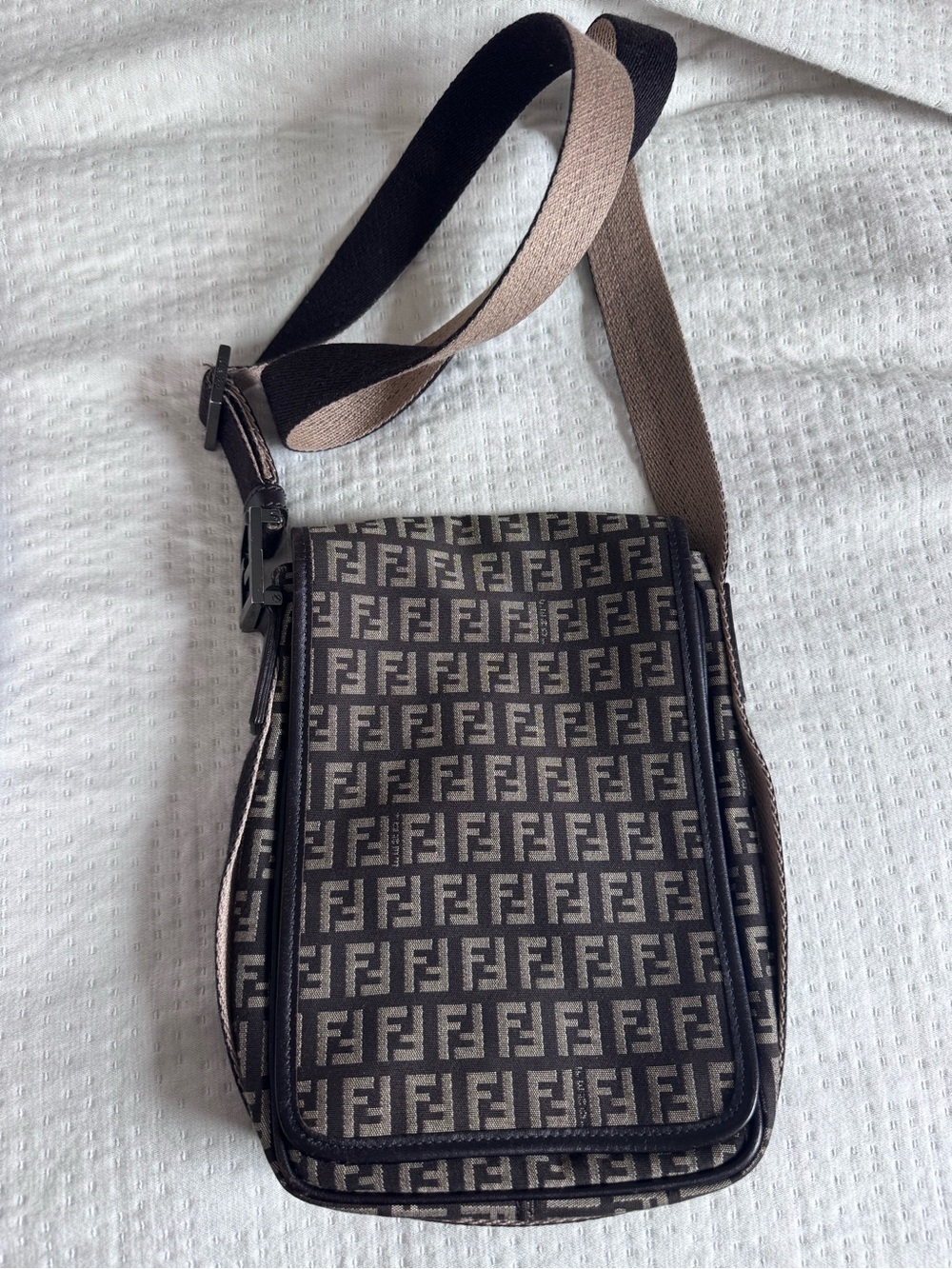 Fendi Brown and Black FF Monogram Crossbody Messenger